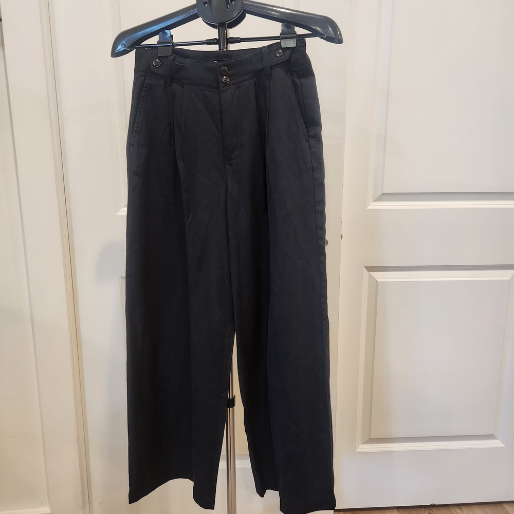 Madewell Black Wide Leg High Rise Button Front Pants